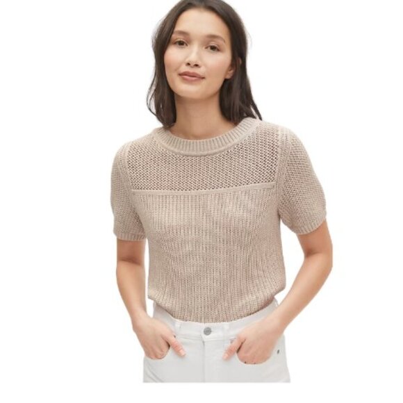 GAP Tops - GAP - Boxy Short Sleeve Crewneck Sweater - Beige Oatmeal - Size Small - NWOT
